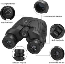 Load image into Gallery viewer, Occer 12x25 Compact Binoculars for Adults and Kids, Large Eyepiece Waterproof Binocular with Low Light Vision,High Powered Easy Focus Binoculars for Bird Watching,Outdoor Hunting,Travel,Sightseeing