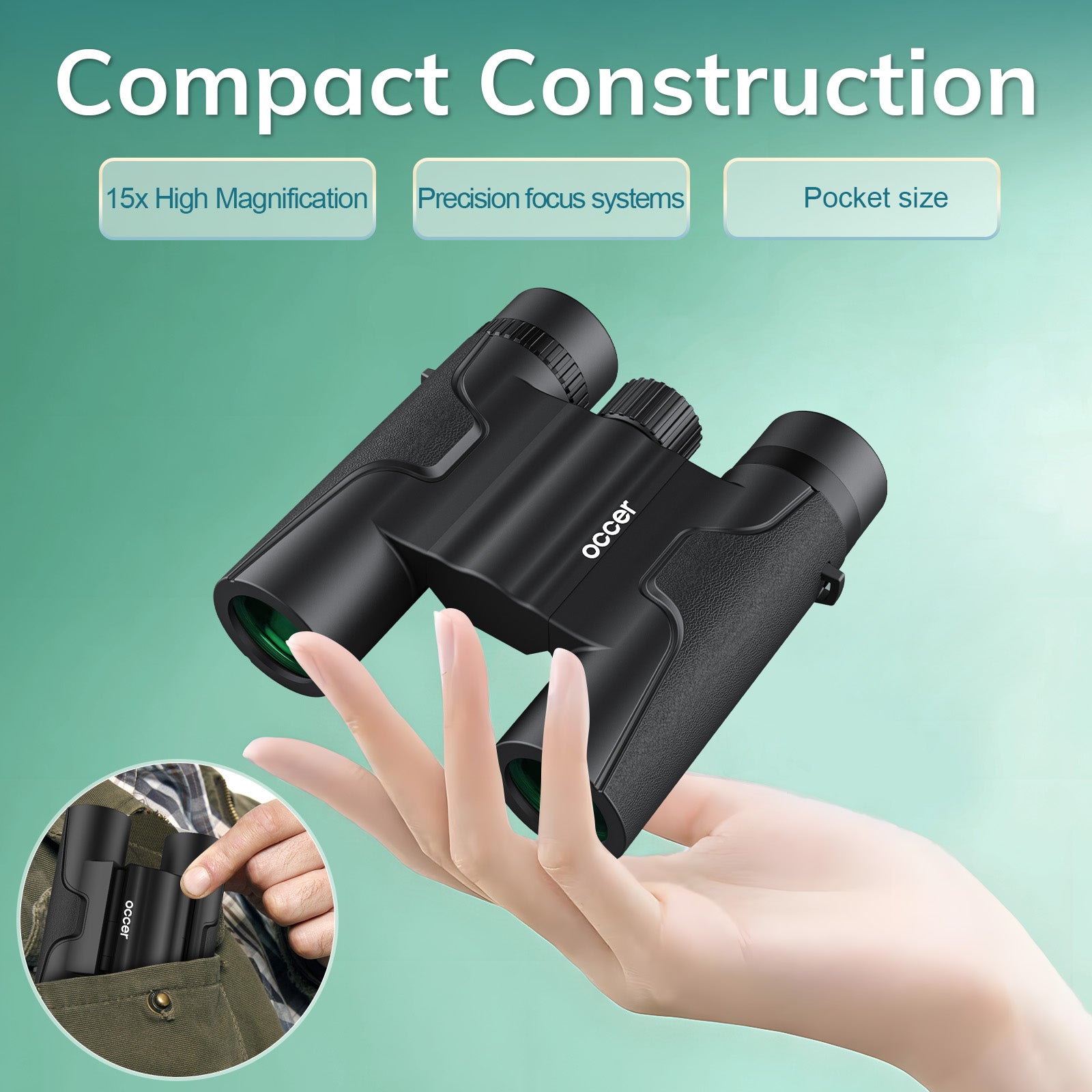 Occer 15x25 High Powered Binoculars for Adults Kids with Clear Vision