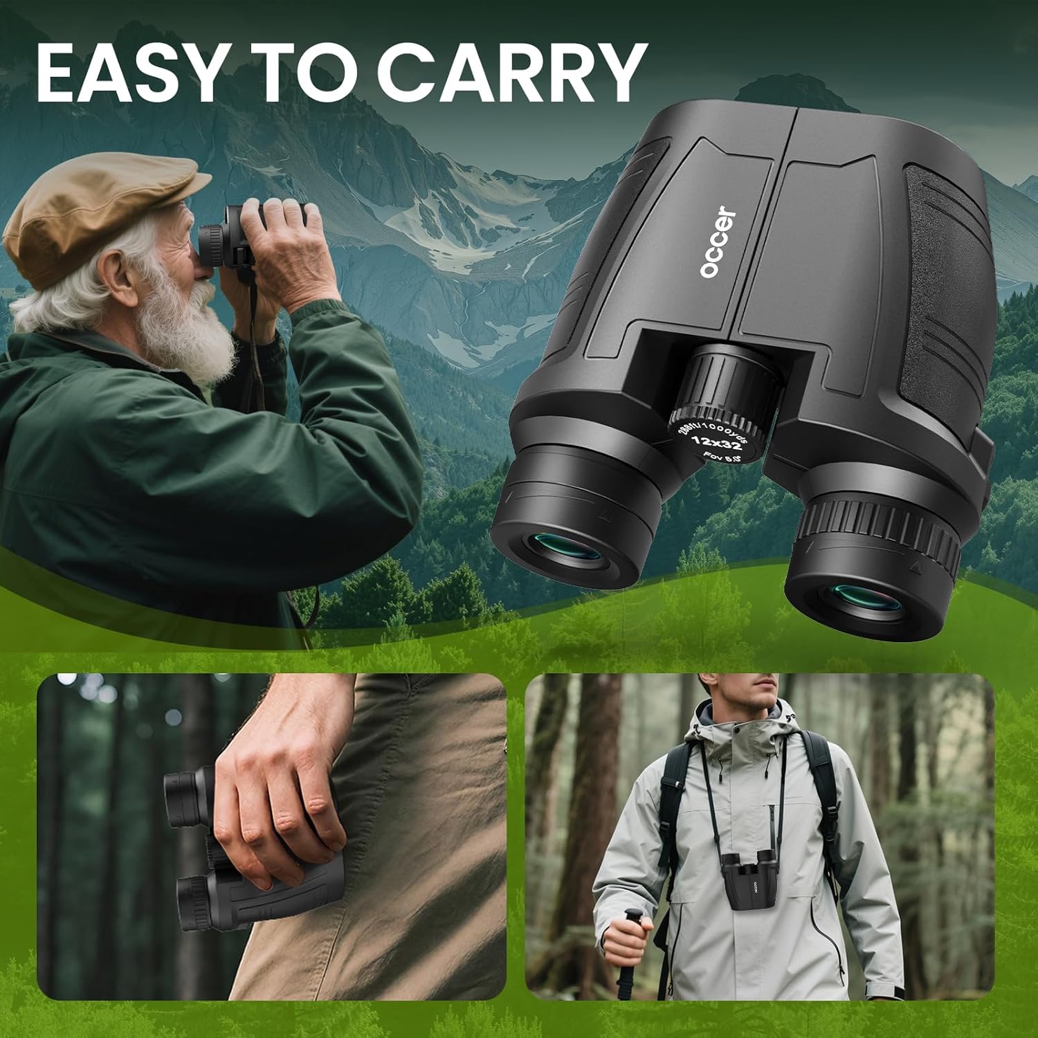 Occer 12x32 Compact Binoculars for Adults High Powered