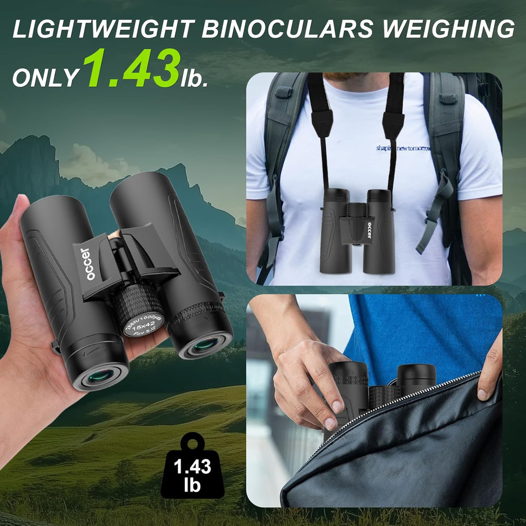 Occer 15x42 Binoculars for Adults – High-Powered & Clear
