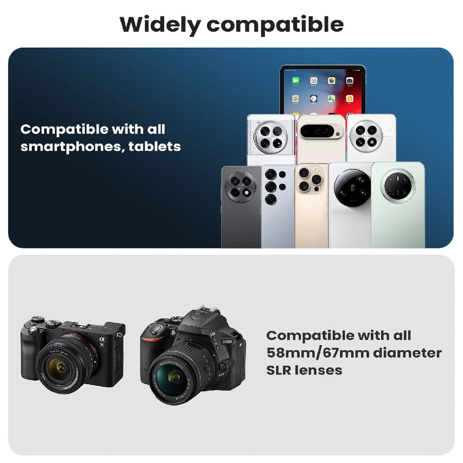 67mm CPL Filter for Phone/DSLR, HD Circular Polarizer Polarizing Filter with Universal Clip