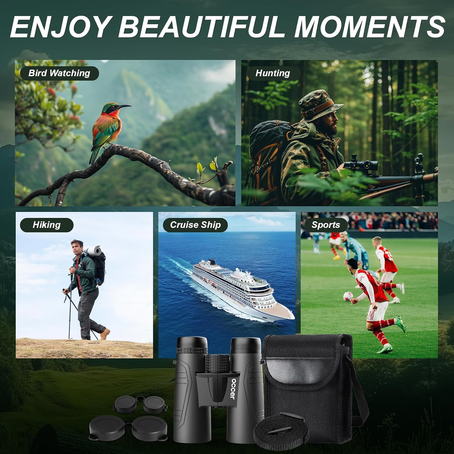Occer 15x42 Binoculars for Adults – High-Powered & Clear