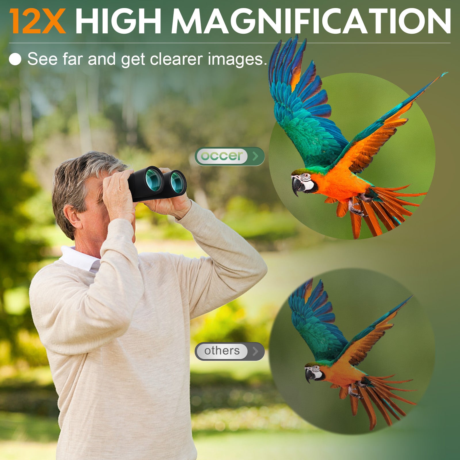Occer 12x50 Bird Watching Binoculars for Adults HD High Powered Binoculars