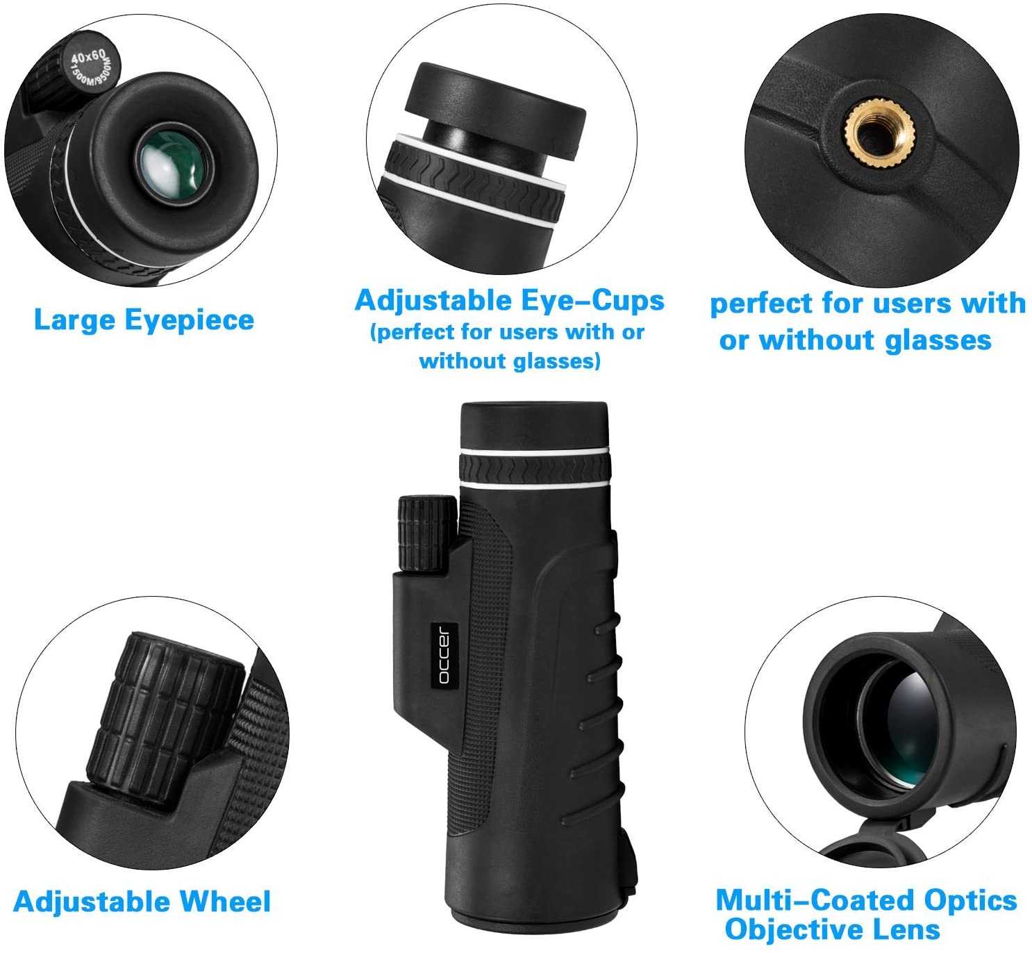 Occer 10X42 High Power Monocular Telescope HD Dual Focus Scope