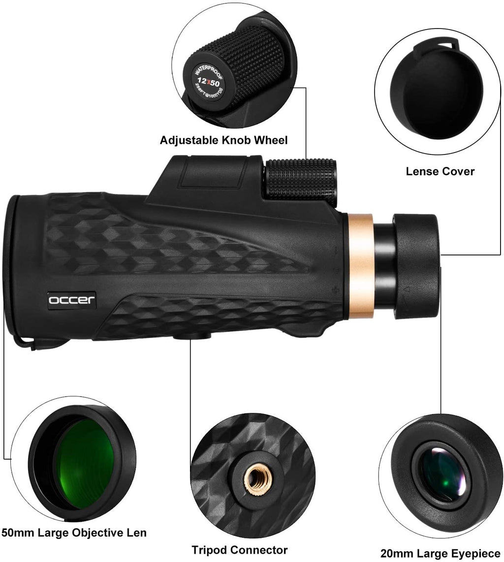 Occer 12x50 High Power Monocular Telescope for Adults