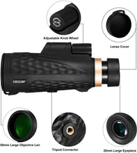 Load image into Gallery viewer, Occer 12x50 High Power Monocular Telescope for Adults
