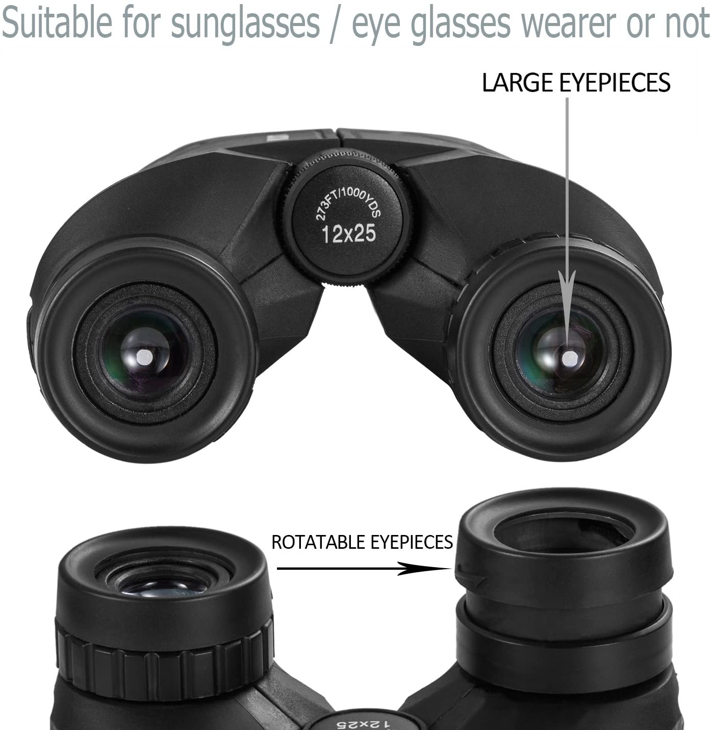 Occer 12x25 Compact Binoculars for Adults and Kids