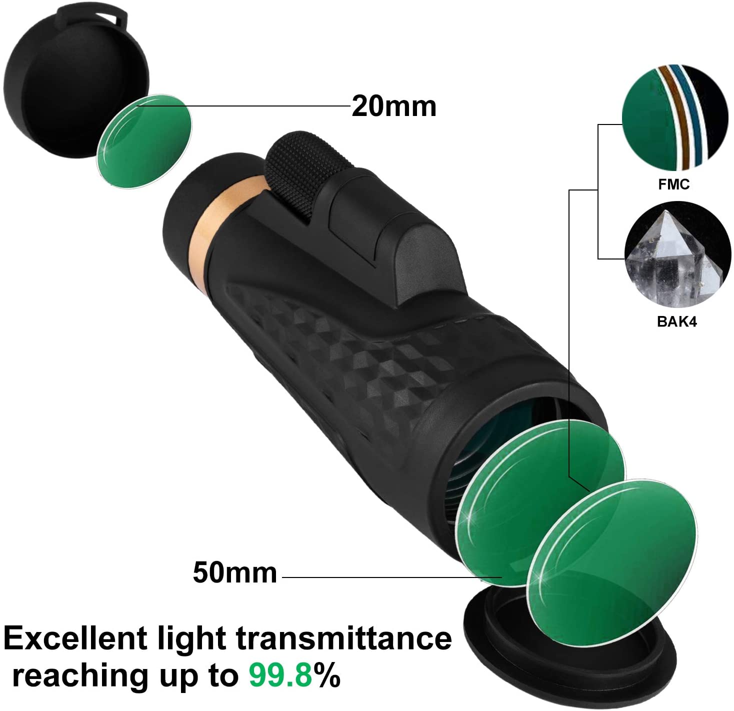 Occer 12x50 High Power Monocular Telescope for Adults