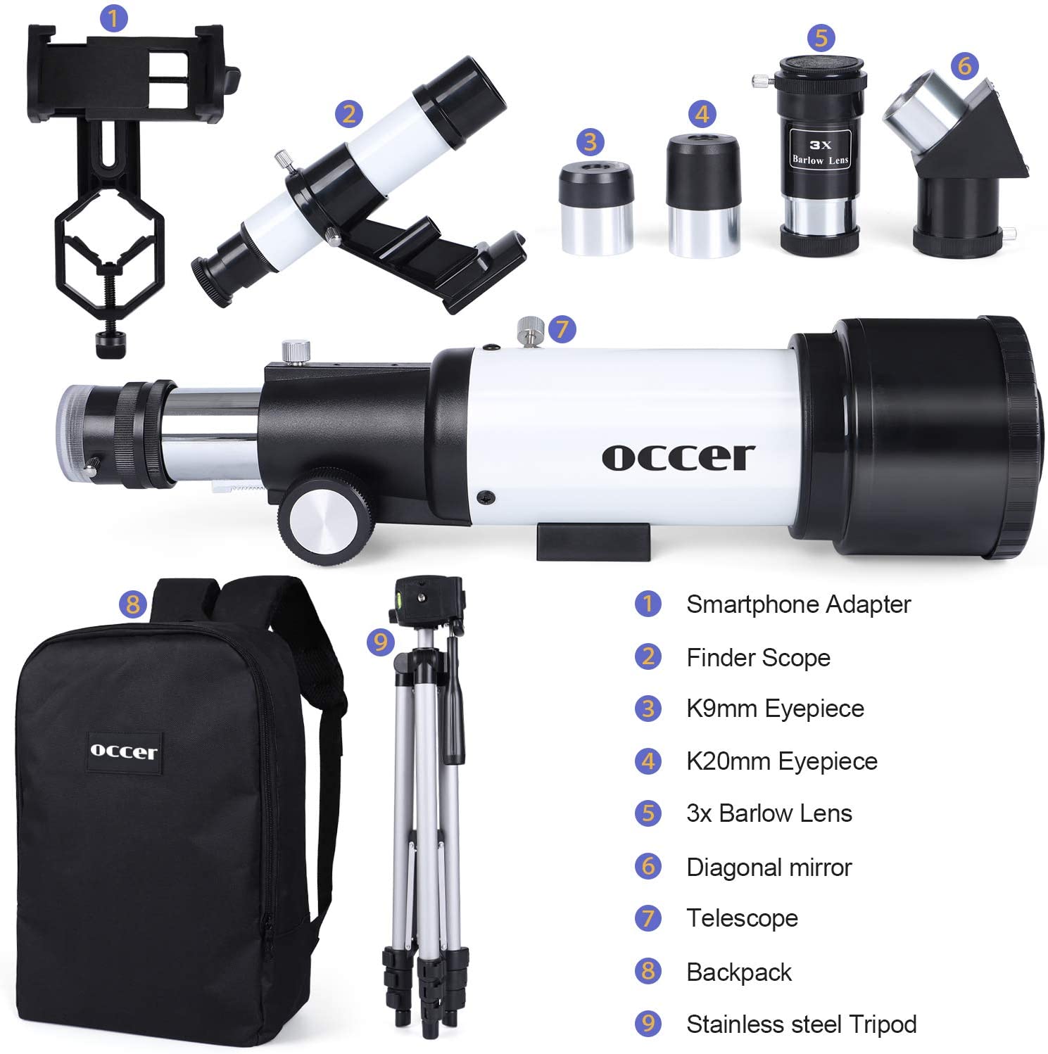 Occer Telescopes for Adults Kids Astronomy Beginners